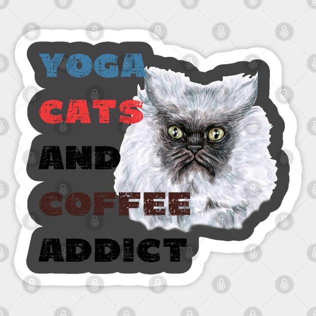 Yoga cats and coffee addict funny quote for yogi Sticker by Red Yoga